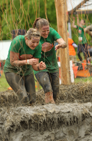Francine and Rachel pass through the electroshock therapy obstacle